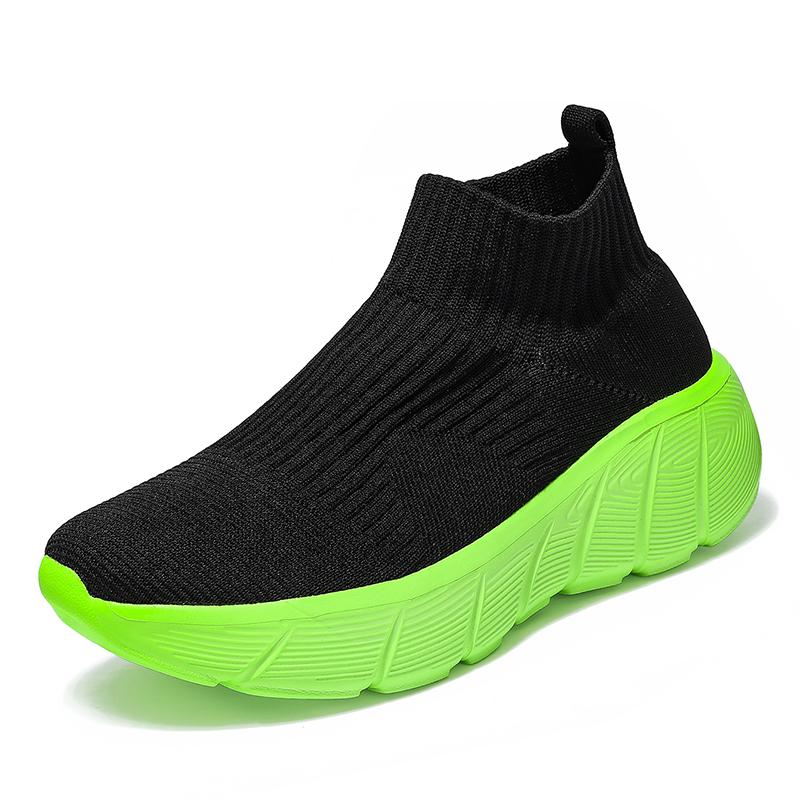 Fashion Fashion Platform Sports Shoes Men Orange High Top Knit Casual Sneakers Women Lightweight Breathable Slip-on Men's Running Shoes