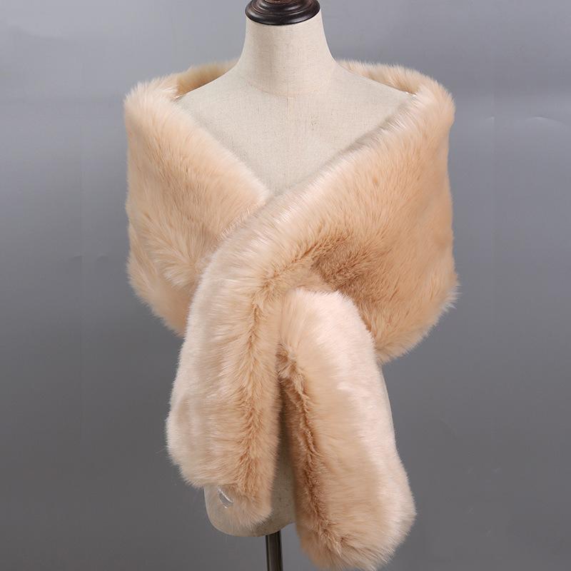 Women’s Luxurious Faux Fur Shawl Winter Bridal Thicken Soft Warm Comfortable Faux Fur Shawl Wrap for Wedding Evening Party