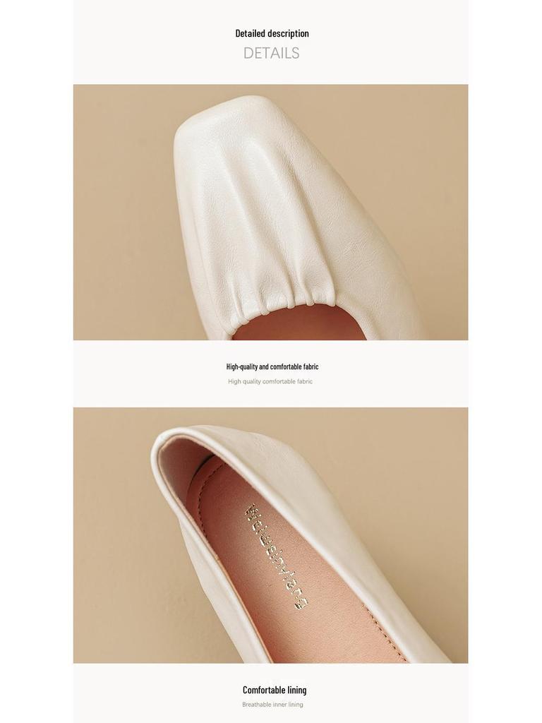 Weiwei Girl 888-1 Square Toe Women's Flat Loafers - Soft Sole Slip-On Mary Janes