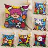 Taie d'oreiller Coton Lin Carrée Fermeture Éclair Taie d'oreiller Décoration Maison Salon Pop Art R-Romero Britto 3