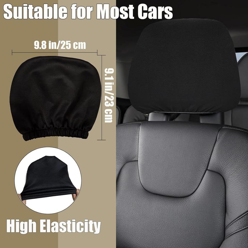2 Pcs Headrest Covers for Cars Seat Universal Washable, Car Interior Seat Accessories Stuff Protector Dirt-Proof Wear-resistant Soft Fit for Most