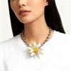 Elegante Weiße Perlenkette mit Blumenmuster Leichter Schmuck Geschenk für Frauen Bequemes Schlüsselbein-Ketten-Accessoire