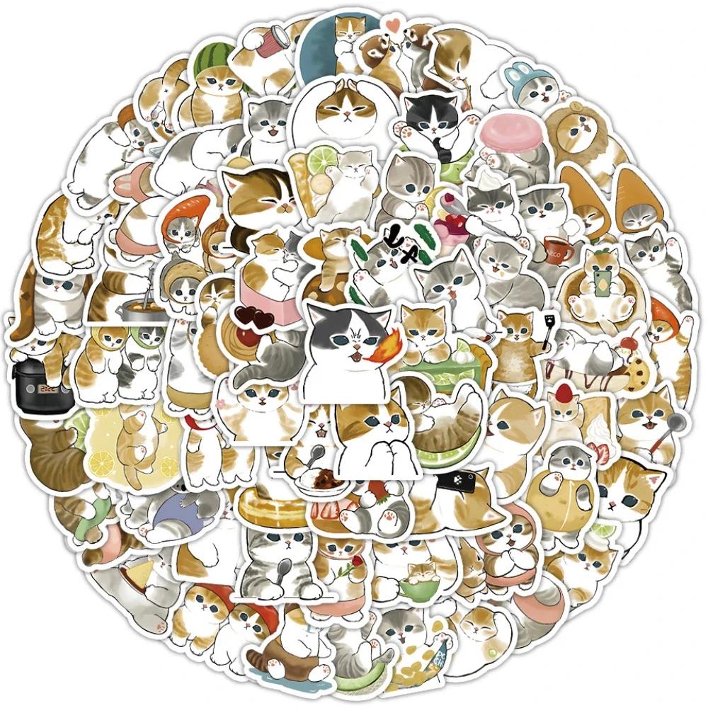100Pcs Cute Cat Cartoon Stickers Kawaii Animal Decals Laptop Skateboard Suitcase Guitar Phone Cartoon Sticker Kid Gift Toys