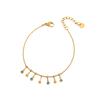 CARLIDANA Classic Gold Plated Stainless Steel Heart Shaped Geometric Rhinestone Tassel Beaded Bracelets Necklace Set Women