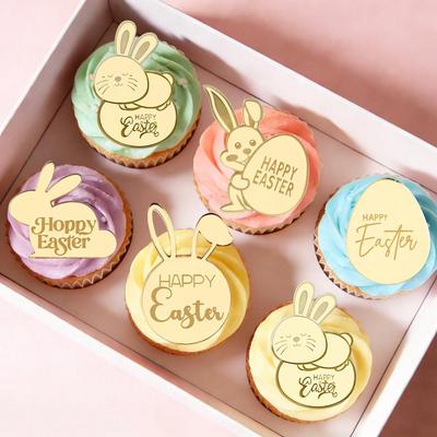 1 ks Zajíček Velikonoční vajíčko Veselé Velikonoce CupCake Topper Dekorace, Pro Velikonoční Párty DIY Dort Dezert Dekorace Potřeby