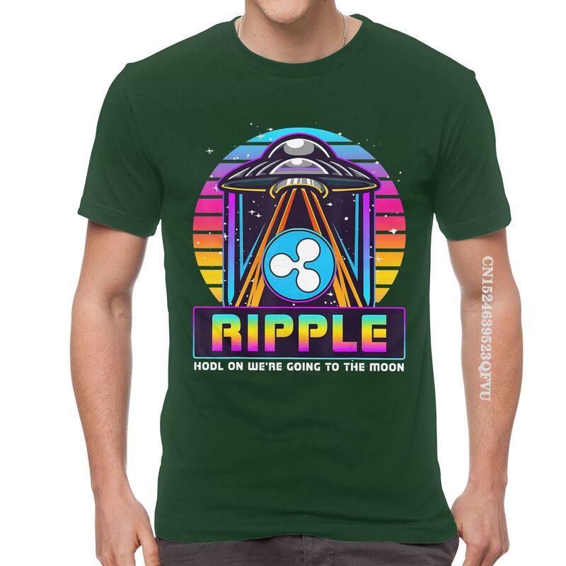 Mens Ripple XRP HODL On We Are Going To The Moon T Shirts Vaporwave Bitcoin Tshirt Hip Hop T Shirt Cotton Oversized Tee Tops