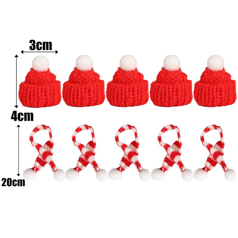 5/50Sets Mini Knitting Scarf Wine Bottle Decor Christmas Party Tabletop Dinner DIY Decorative Ornaments Mini Santa Hats Scarf