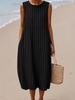 Sleeveless dress 26 new shrink pleated large version loose casual round neck digital printing - bamboo hemp