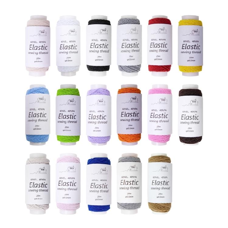 Elastic Sewing Thread 6 Color Sewing Thread 21.87Yard Per Spool Elastic Thread for Sewing Machine Hand Stitching