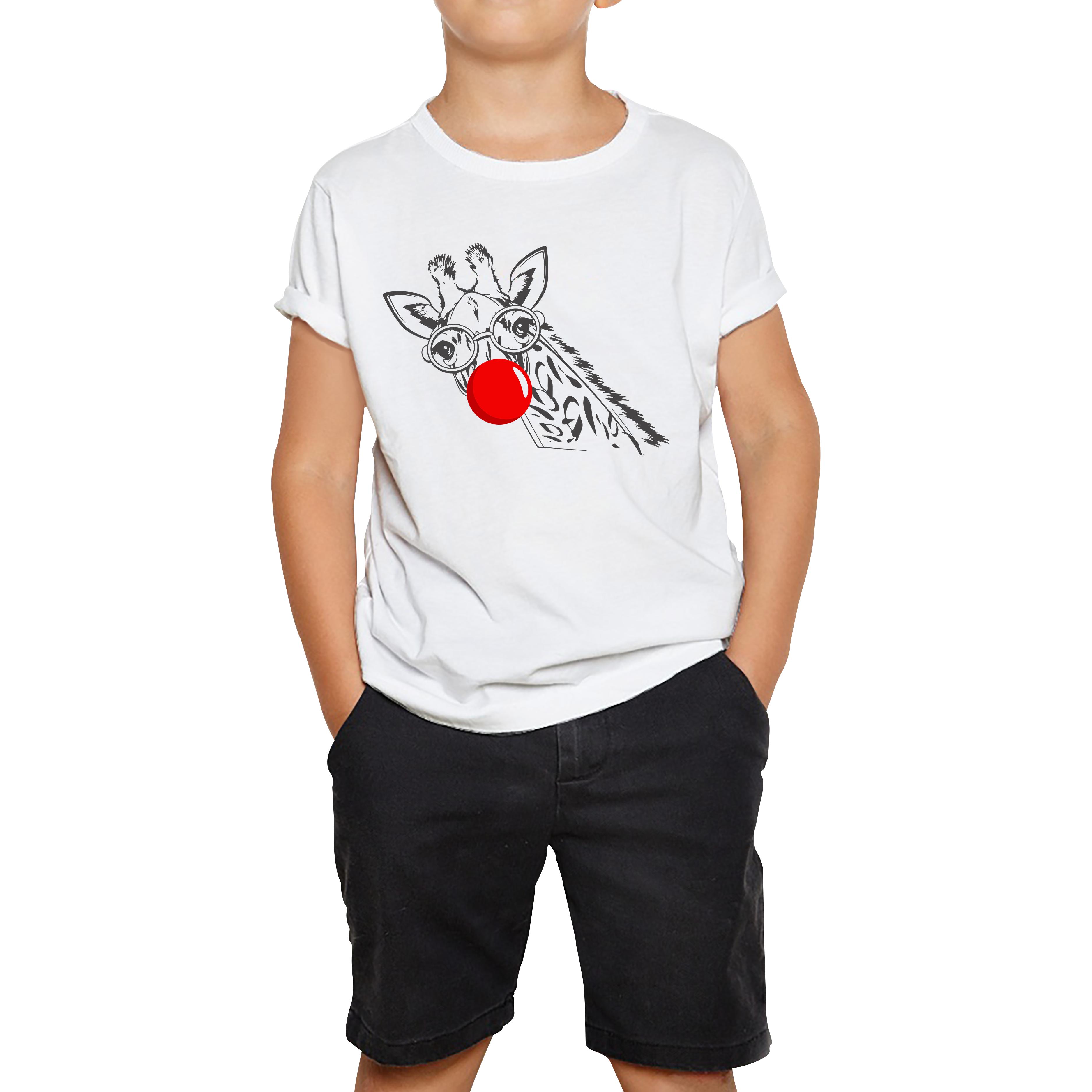

Giraffe Red Nose Day Kids T Shirt. 50% Goes To Charity 100