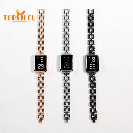 Damski zegarek LED o wyjątkowym kunszcie: Kwadratowa tarcza, cyfrowy wyświetlacz, obsługa dotykowa, precyzyjny czas – stylowy dodatek do biżuterii
