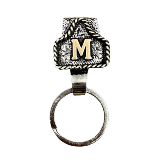 Western Cowboy Letter Keychain Vintage Initial A-Z Key Clip Metal Key Chain Belt Keyring Denim Style Accessory