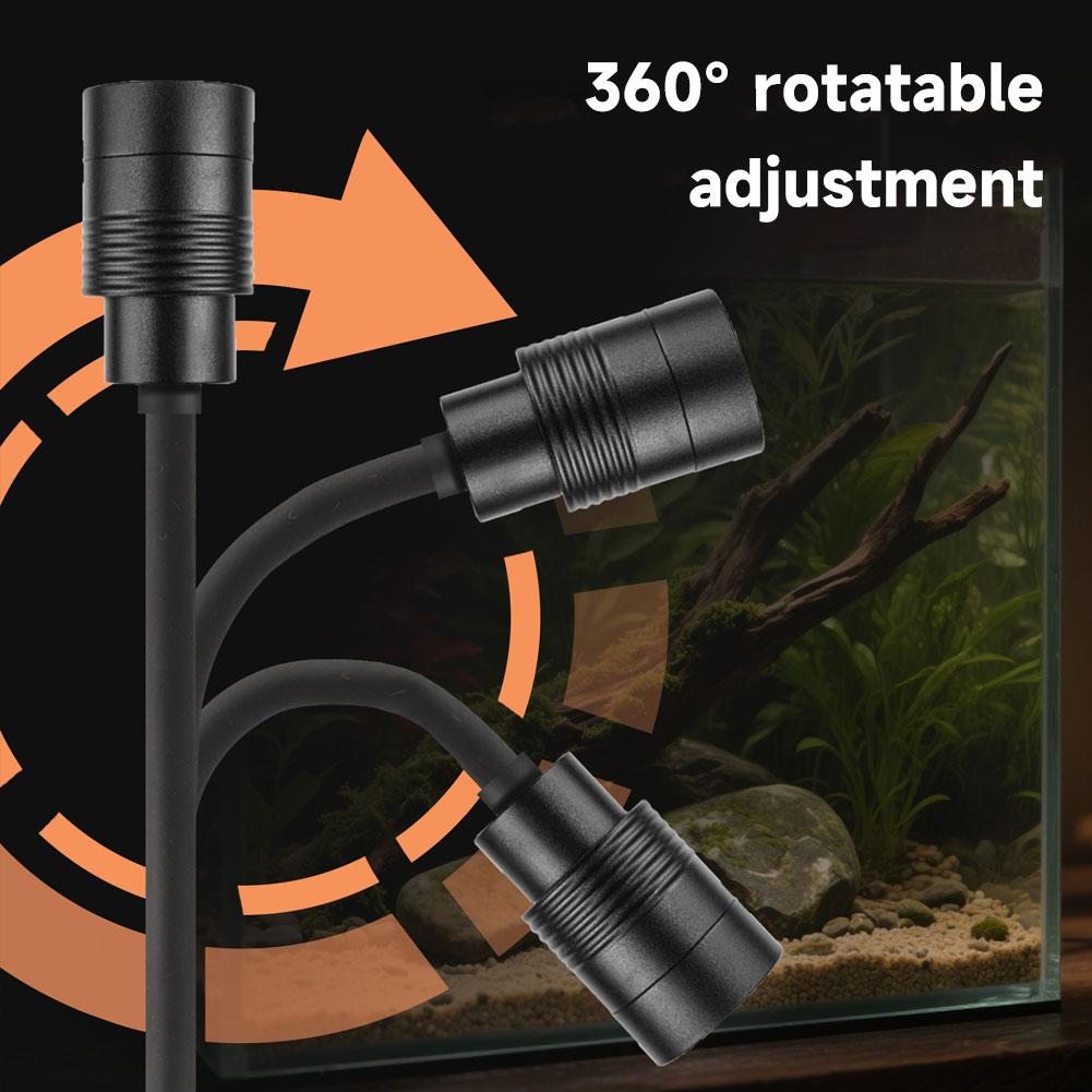 USB Adjustable Focus Aquarium Spot Light Aquascape Clip Lamp for Nano Fish Tank 360° Rotatable Clip Light for Betta/Small Aquariums Accessories