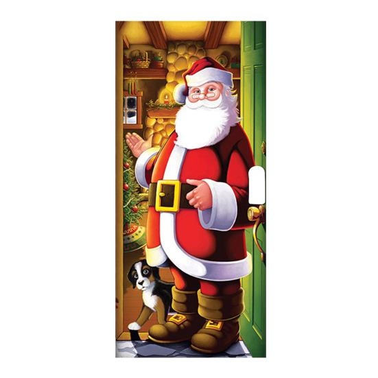 Vánoční výzdoba krytu dveří Santa Claus pozadí Vánoční závěsný kryt dveří Snadná instalace Opakovaně použitelné