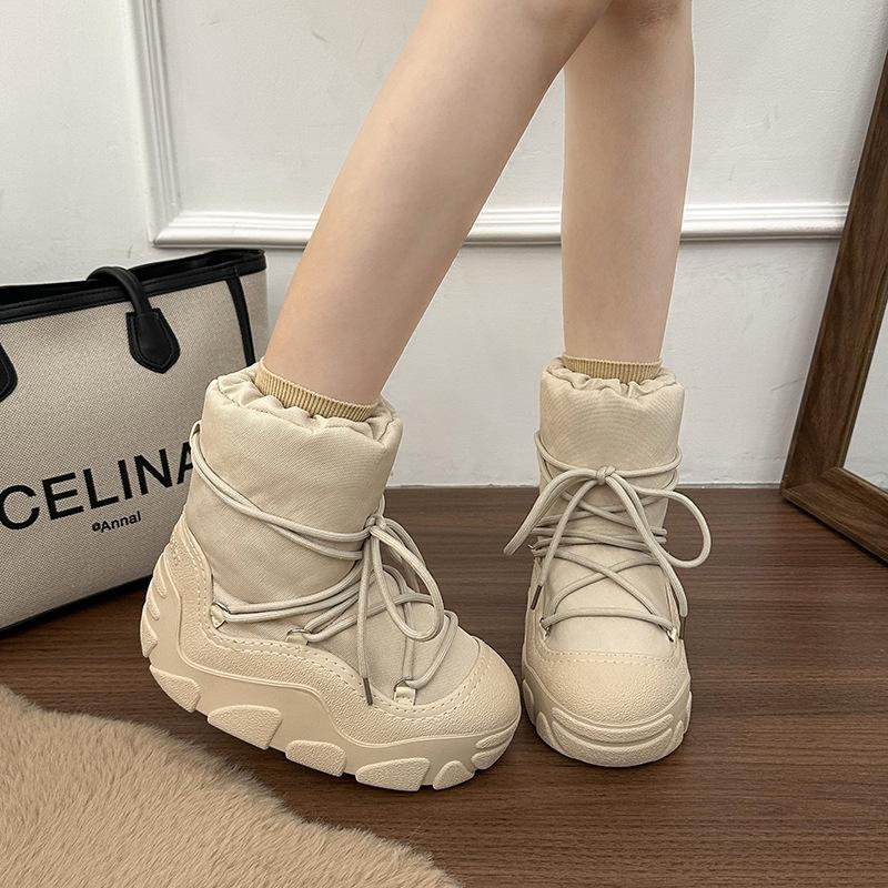 Damskie zimowe buty śniegowe na grubej podeszwie, lekkie, ciepłe, na zimno, pikowane, antypoślizgowe, odporne na ścieranie, codzienne trampki, krótkie bawełniane buty, buty typu "chleb"