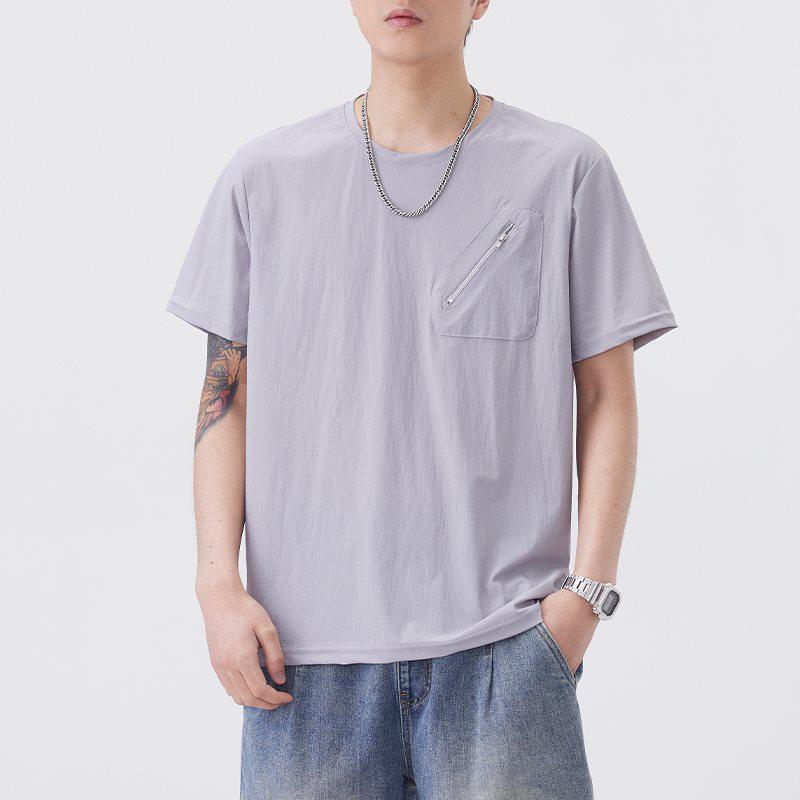 2026 Men's Summer Versatile Zipper Pocket Loose T-Shirt