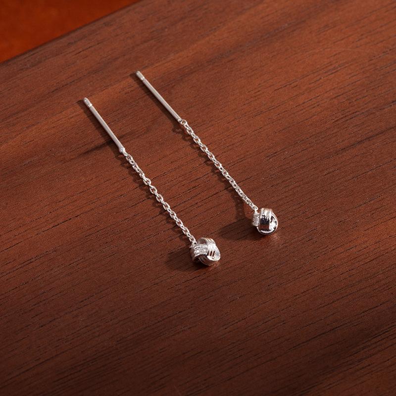 Long Ruyi Knot Fringed Ear Line Light Luxury Temperament High-End Earrings Atmosphere Daily Versatile Ear Hole Earrings Women