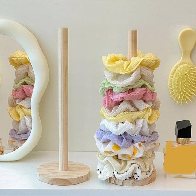 Elegant Wooden Hair Accessory Organiser Decorative Vertical Scrunchies Hair Bands Display Stand for Professional Use