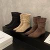 Hot Selling 2025 New Style Popular Women's Suede Long Boots Soft Platform Boots Side Zipper Women Western  Solid Luxury Boots