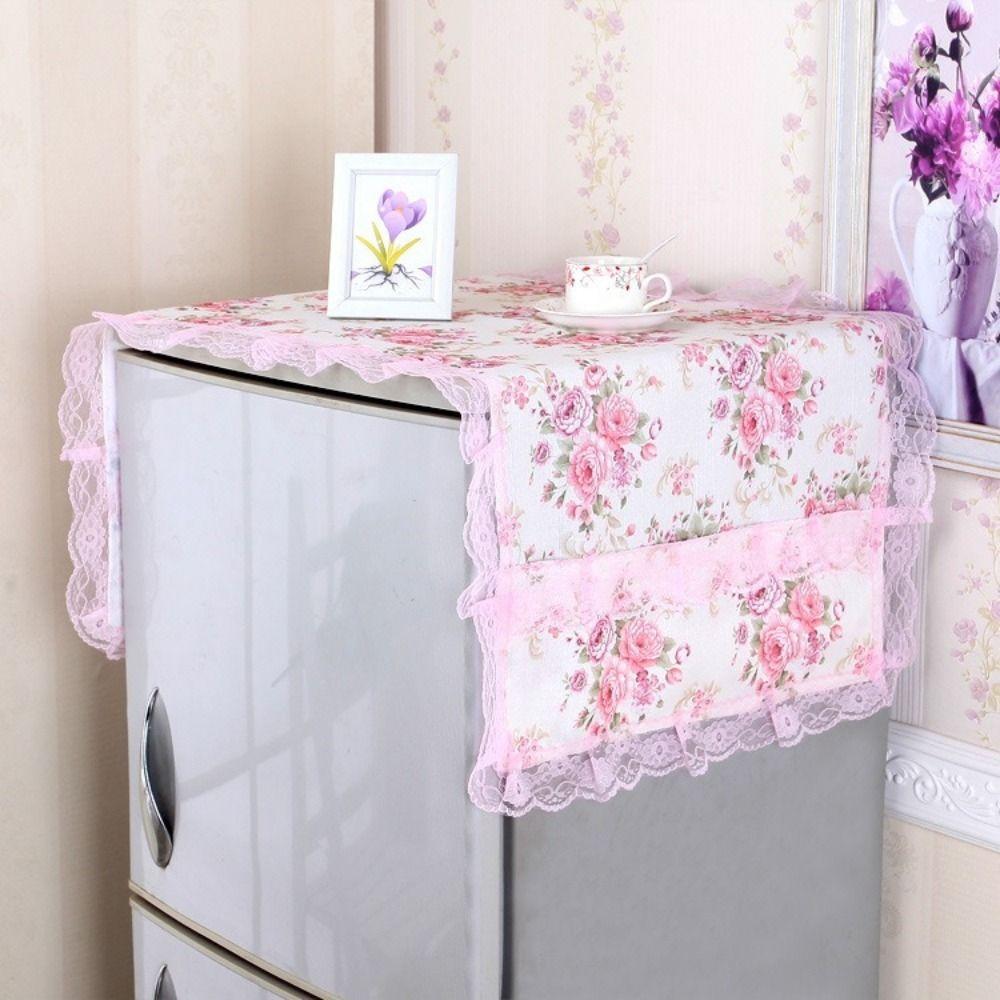 Dustproof Refrigerator Dust Cover Floral Pattern Appliance Cover Cabinet Decoration
