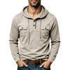 Men's Casual Hooded Sweatshirt Long Sleeve Pullover Tops with Chest Pockets Solid Color Daily Streetwear Hoodie