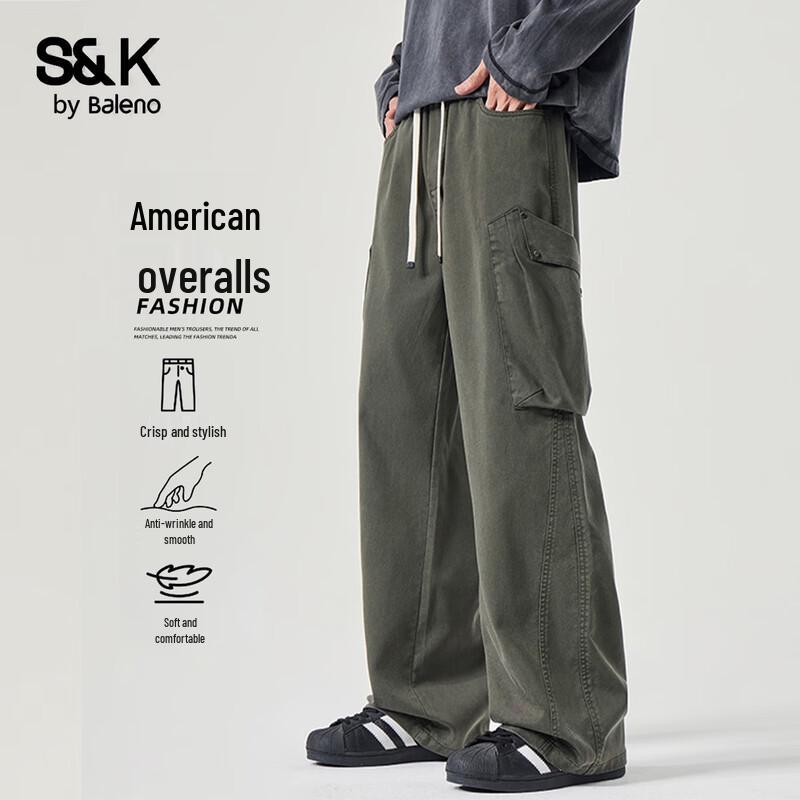 

Baleno Men s S&K Loose Fit Wide-Leg Cargo Pants 3XL