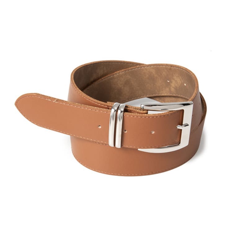 halden (W) wide silver two line fake leather belt (T029_tan)