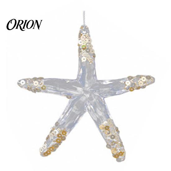 Christmas Tree Gift Ornaments Faux Crystal for Tree, Clear Snowflake/Starfish/Heart/Bird/Horse Hanging Decoration Decorations with Sequins Xmas Winter