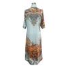 Women's Boho Printed Shirt 46085 Sleeve Maxi Dress Button