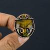 Tiger Eye Gemstone Copper Wire Wrapped Handmade Jewelry Ring For woman