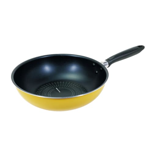 

Delish Kitchen Pearl Metal Stir-Fry Pan, 28cm, Induction Compatible, Blue Diamond Coat, Yellow, HC-762