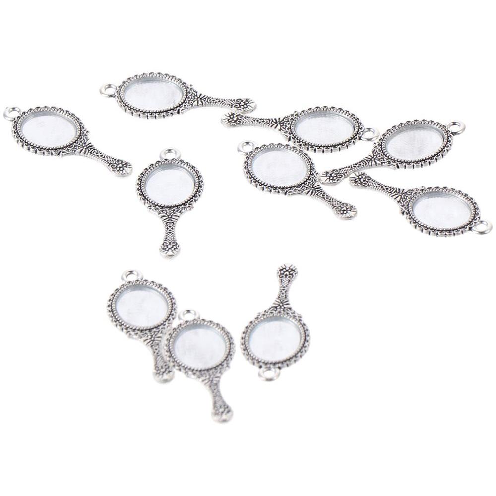 10pcs Mirror Mirror Pendant Charms 34x14mm Antique Silver Charms Alloy Pendant Charms  Necklace