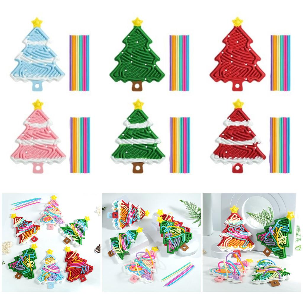 Colorful Sticks Christmas Tree Shape Pad Toy for Calming Stress Anxiety Christmas Gift with Sticks Toy Sensory Toy