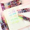 6Colors Kpop Demon Hunters Huntrix Dual-Tip Highlighter Marker Set Quick Dry and Fine Tip No Bleed Highlighter Anime Stationery