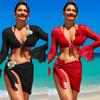 European & American Sexy Four-Piece Bikini Swimsuit Set - Split Design, Sunscreen, Perfect for Beach Vacations