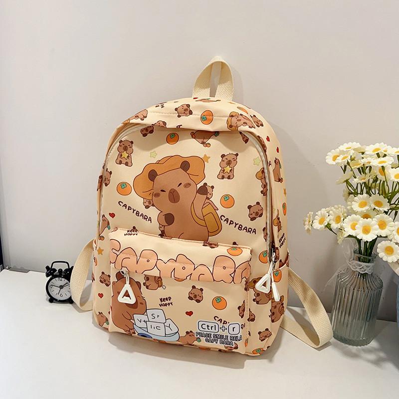 Capybara Childrens Cartoon Backpack With Lightweight Design For Kindergarten Students