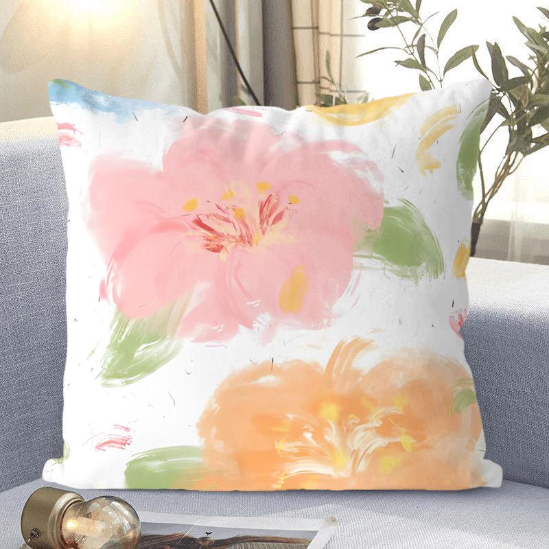 Ins Style Small Fresh Flower Pattern Decorative Pillowcase Living Room Bedroom Square Cushion Pillowcase