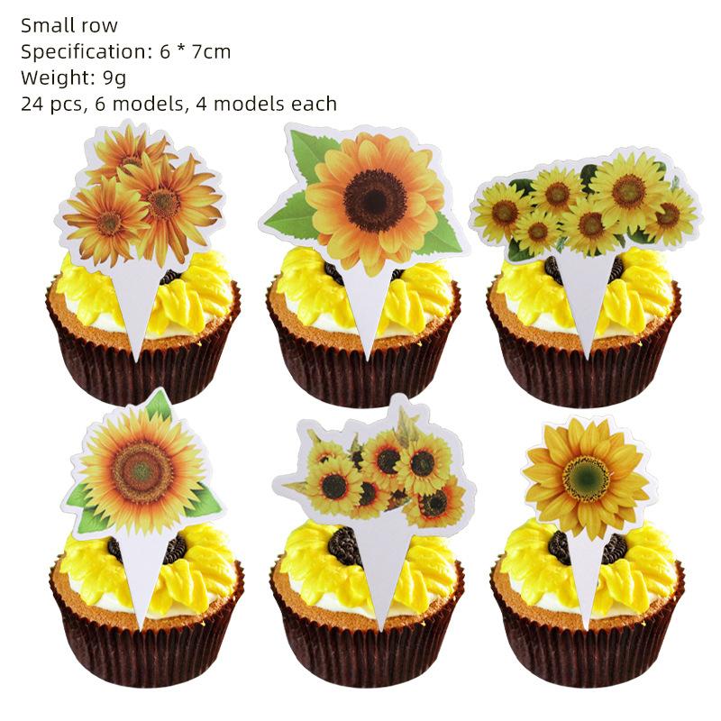 Sunflower Theme Birthday Party Decoration Supplies Set Contains Birthday Banner Cake Insert Card and Latex Balloons