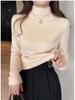 Women's Autumn/Winter 2024 Thick Velvet Half-High Collar Slim Fit Long-Sleeve Top