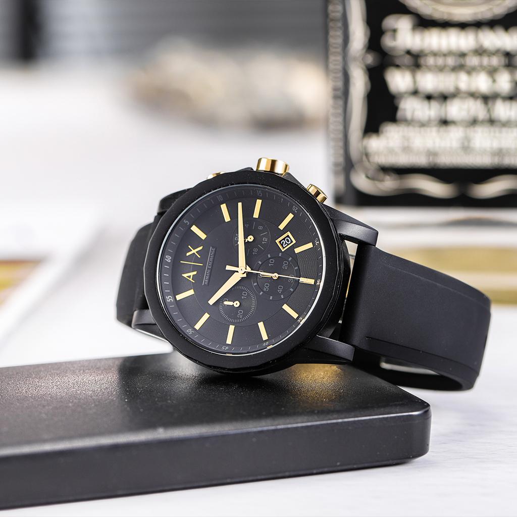 ARMANI EXCHANGEAE ARMANI Wrist Watch Quartz Movement Silicone Strap Black Dial Men's Watches AX7105