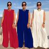 2025 Women's Spring/Summer Casual Solid Color Wide-Leg Jumpsuit