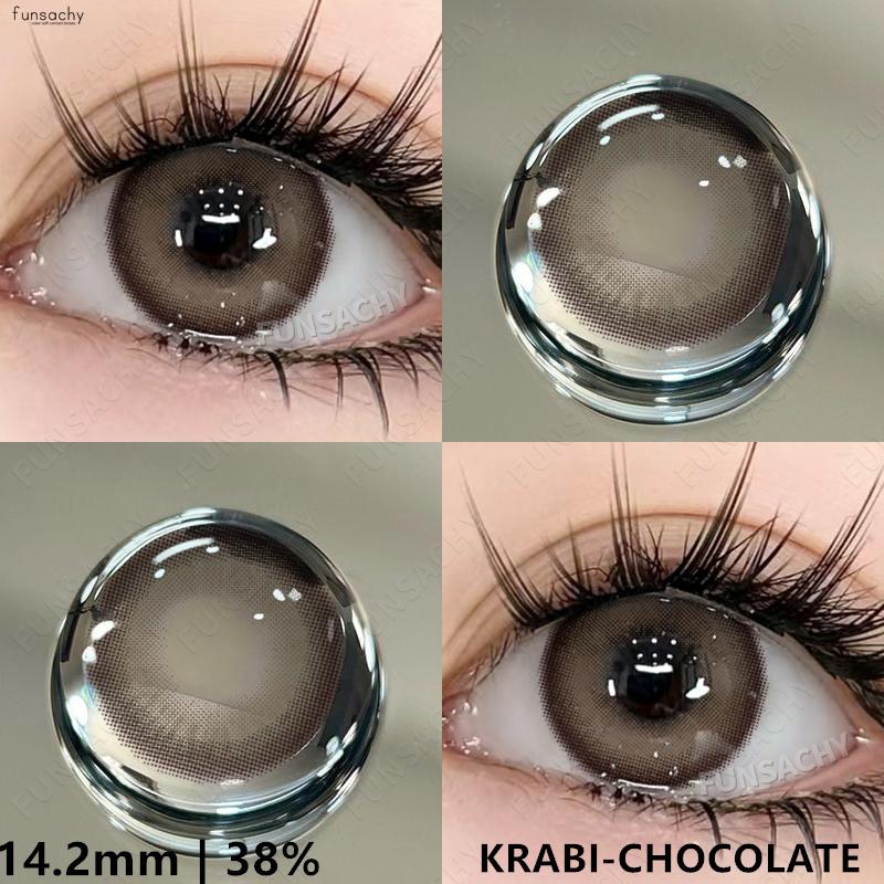 FUNSACHY1Pair Natural Contact Lens Yearly Colored Lenses For Eyes  Gray Eyes Cosmetics Pupilentes Eye Color Lens  with Lens Case