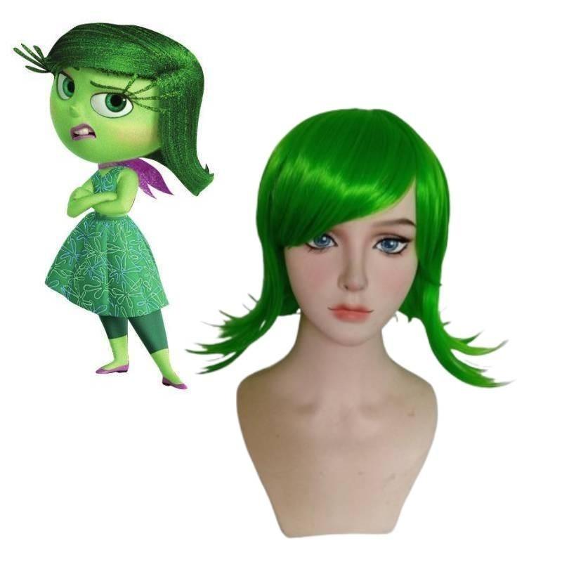 Superior Quality Inside Out Disgust Character Cosplay Wig Long Curly Synthetic Hair