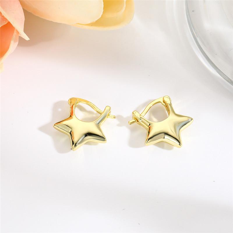 Trend Color Plated Hollow Star Hoop Earring For Women Fashion Vintage Accessories Aesthetic Jewelry Gift