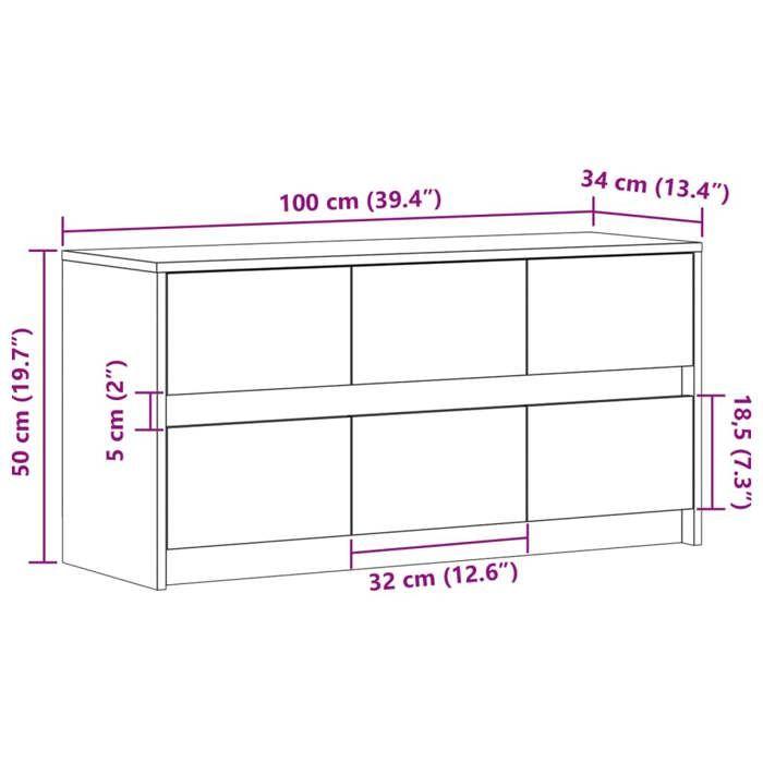 VidaXL TV Cabinet with LED Smoked Oak 100x34x50 Cm Engineered Wood 852219