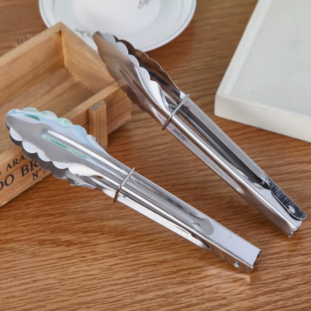 

23cm Stainless Steel Food Tongs Locking Clip Non-Slip Grip for BBQ Grilling Baking Kitchen Serving Salad Pasta (Spring Loaded) 1PC
