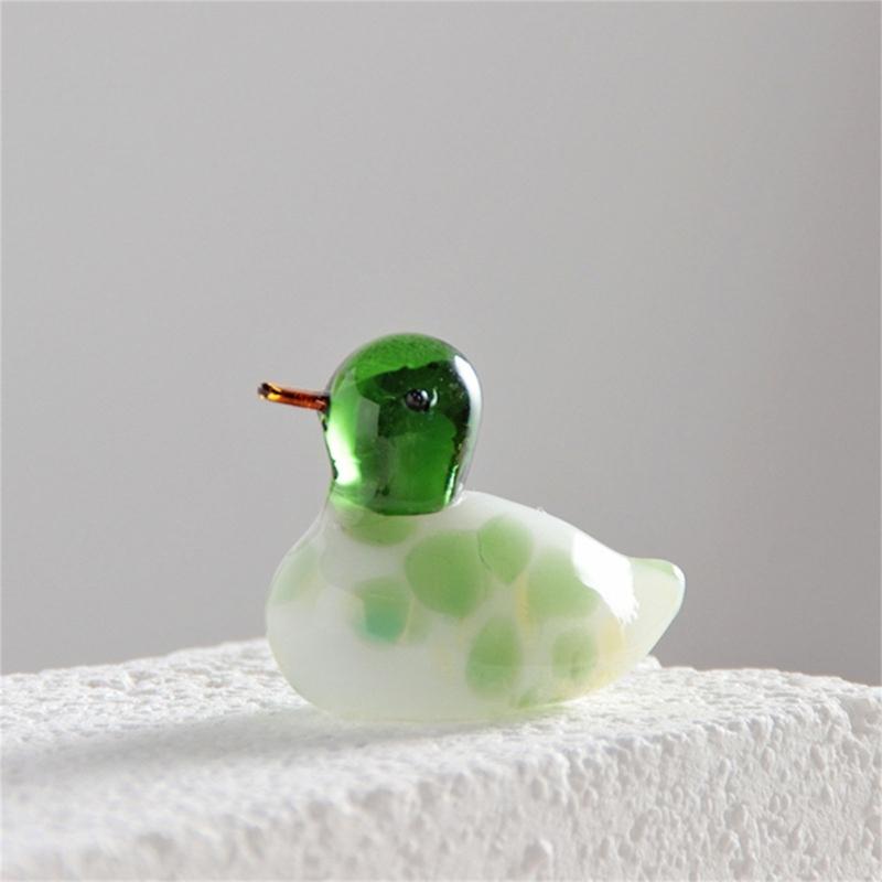 Collectible Art Glass Miniature Glass Duck Figure Animal Miniature Figurines Table Ornaments Handmade Duck Statue