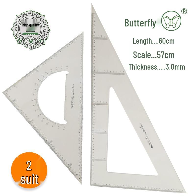 Large Transparent Plastic Triangle Ruler Set (30/40/50 cm) for Drawing and Right Angles