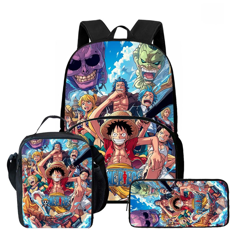 3-in-1 One Piece Backpack Set for Boys Girls Age 6-10, Light Weight School Kit with Front Pocket with Lunch Bag and Pencil Case