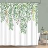 Sage Green Shower Curtain Plant Botanical Eucalyptus Leaf Watercolor Greenery Leaves Floral Bath Curtains Fabric Bathroom Decor
